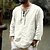 cheap Cotton Linen Shirt-Men&#039;s Linen Shirt Summer Shirt Beach Shirt Maroon Black White Long Sleeve Solid Color Collarless Outdoor Street Clothing Apparel