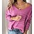 cheap Hoodies &amp; Sweatshirts-Women&#039;s Sweatshirt Pullover Basic Black White Pink Stripes Casual Long Sleeve V Neck