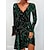cheap Casual Dresses-Women&#039;s Velvet Dress Sheath Dress Mini Dress Green Graphic Long Sleeve Winter Fall Autumn Print Stylish V Neck Christmas Date 2023 S M L XL XXL 3XL