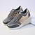 cheap Women&#039;s Sneakers-Women&#039;s Sneakers Plus Size Height Increasing Shoes Platform Sneakers Outdoor Daily Leopard Color Block Sequin Wedge Heel Round Toe Sporty Casual Tennis Shoes Canvas Lace-up Leopard Black Gold