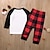 billiga Pyjamas-Pyjamas familj Rutig Bokstav Varje Hem Vit Långärmad Grundläggande Matchande kläder