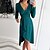 cheap Party Dresses-Women&#039;s Work Dress Red Dress Midi Dress Black Red Green Pure Color Long Sleeve Winter Fall Spring Ruffle Fashion V Neck Office Date 2023 S M L XL