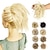 abordables Moños-Extensiones de moño para el cabello con moño desordenado, con banda de goma elástica, cola de caballo, para mujer (mezcla marrón, rubio claro)