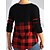 cheap Plus Size Blouses&amp;Shirts-Women&#039;s Plus Size Tops Blouse Shirt Plaid Print Long Sleeve Crew Neck Casual Holiday Daily Vacation Polyester Winter Fall Red