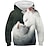 preiswerte Hoodies&amp;Sweatshirts 3d des Mädchens-kinderkleidung Mädchen Kapuzenshirt Katze Casual Langarm Aktiv Baumwolle 7-13 Jahre Herbst Mehrfarbig Schwarz Weiß