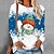 cheap T-shirts &amp; Blouses-Women&#039;s T shirt Tee Green Black Blue Snowman Snowflake Print Long Sleeve Christmas Weekend Basic Round Neck Regular Painting S