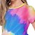 voordelige 3D Shining Vision-jurk-Meisjes 3D Regenboog Jurk Korte mouw Zomer Lente Casual Aanbiddelijk Dagelijks Kinderen 3-12 jaar Casual jurk Swingjurk A lijn jurk Boven de knie Normale pasvorm