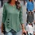 cheap Blouses &amp; Shirts-Women&#039;s Polo Tunic Green Blue Dark Gray Patchwork Flowing tunic Plain Striped Home Casual Long Sleeve Round Neck Basic Vintage Cotton Regular Loose Fit Geometric S