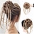 billige Chignons (nakkeknude)-pjusket updo rodet knolde-hårstykke hårbolle-extensions med elastisk gummibånd hestehale-hårstykker til kvinder (brun blanding lys blond)