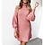 cheap Casual Dresses-Women&#039;s Shift Dress Knit Dress Mini Dress Black Yellow Pink Pure Color Long Sleeve Winter Fall Spring Knit Fashion Hooded Loose Fit Daily 2022 S M L XL XXL 3XL