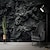 cheap Brick&amp;Stone Wallpaper-3D Abstract Wallpaper Mural Black Rock Wall Covering Sticker Peel and Stick Removable PVC/Vinyl Material Self Adhesive/Adhesive Required Wall Decor for Living Room Kitchen Bathroom