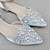 olcso Esküvői cipők-Női Esküvői cipők Pompák Csillogó kristály flitteres ékszer Bokapántos szandál Tömör szín Strasszkő Lapos Erősített lábujj Elegáns Szatén Fehér Világoskék