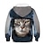 preiswerte Kapuzenpullover &amp; Sweatshirts-kinderkleidung Mädchen Kapuzenshirt Katze Langarm Herbst Winter Modisch Cool Polyester Casual Regular Fit
