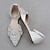 זול נעלי חתונות-בגדי ריקוד נשים נעלי חתונה משאבות סנדלי קריסטל סנדלי רצועת קרסול צבע אחיד ריינסטון שטוח בוהן מחודדת אלגנטית סטן לבן כחול בהיר
