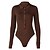 cheap Blouses &amp; Shirts-Women&#039;s Bodysuit Black Brown White Button Plain Casual Long Sleeve Shirt Collar Basic S