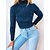 cheap Bodysuit-Women&#039;s Blouse Shirt Black Blue Red Plain Casual Daily Long Sleeve High Neck Basic Fleece Crop Fleece lined S