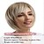 cheap Older Wigs-Short Blonde Wig 10 Layered Bob Wig with Bangs Chic Chin-Length Replacement Hair Wigs for Women Daily Use Party - Pearl Blonde with Black Roots