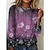 cheap Super Sale-Women&#039;s T shirt Tee Pink Blue Purple Print Butterfly Daily Weekend Long Sleeve Round Neck Basic Regular Butterfly Painting S