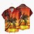 cheap Men&#039;s Aloha Shirts-Men&#039;s Shirt Coconut Tree Graphic Prints Turndown Blue Purple Yellow Orange 3D Print Outdoor Street Short Sleeves Button-Down Print Clothing Apparel Tropical Fashion Hawaiian