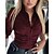 cheap Blouses &amp; Shirts-Women&#039;s Blouse Shirt Black Wine Brown Button Plain Casual Long Sleeve Shirt Collar Basic Regular S