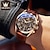 tanie Zegarki kwarcowe-Olevs zegarek kwarcowy dla mężczyzn moda biznesowa sukienka wodoodporny zegarek na rękę oddychający skórzany zegarek kwarcowy chronograf zegarek sportowy mężczyźni prezenty