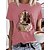 cheap Tees &amp; T Shirts-Women&#039;s T shirt Tee White Yellow Pink Print Graphic Floral Daily Holiday Short Sleeve Round Neck Basic 100% Cotton Regular Painting S
