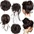 Недорогие Шиньоны-4 шт., грязный пучок для волос, прямой шиньон, взлохмаченная прическа для женщин, наращивание волос, короткий хвост, эластичные резинки для волос, аксессуары для вьющихся волос