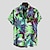 رخيصةأون قمصان هاواي طية صدر السترة للرجال-رجالي قميص قميص هاواي قميص جرافيك قميص الوها ورد الرسم قبة ياقة مع زر سفلي أسود أخضر فاتح أزرق أرجواني أخضر طباعة مناسب للحفلات مناسب للبس اليومي كم قصير طباعة ملابس