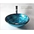 cheap Vessel Sinks-Round Artistic Vanity Basin Sink Bathroom Vessel Tempered Glass Bowl 16.5 inch, Art Wash Basin Mixer Faucet Set with Pop-up Drain, Boat Shape Countertop Above Counter Washroom