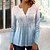 cheap T-shirts &amp; Blouses-Women&#039;s Blouse Shirt Maroon Denim Blue Grass Green Graphic Color Gradient Button Print Long Sleeve Casual Weekend Streetwear Ethnic Round Neck Regular S