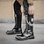 tanie Buty motocyklowe-Męskie buty motocyklowe buty bojowe vintage buty do połowy łydki klamra metalowy łańcuszek punkowe buty na zewnątrz sznurowane pu czarne letnie zimowe
