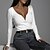 cheap Blouses &amp; Shirts-Women&#039;s Blouse Shirt Black Red White Beaded Plain Casual Daily Long Sleeve V Neck Basic Regular S