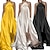 billige Festkjoler-kvinders festkjole plet maxi lang kjole hvid sort gul ærmeløs ren farve rynket forår sommer halter neck elegant fest 2023 s m l xl 2xl 3xl
