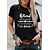 cheap Tees &amp; T Shirts-Women&#039;s T shirt Tee Green White Black Print Graphic Heart Daily Holiday Short Sleeve Round Neck Basic 100% Cotton Regular Painting S