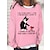 cheap Women&#039;s Hoodies &amp; Sweatshirts-Women&#039;s Oversized Sweatshirt Pullover Cat Street Casual Black Pink Red Elegant &amp; Luxurious Retro Basic Round Neck Long Sleeve Top Micro-elastic Fall &amp; Winter