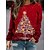 cheap Hoodies &amp; Sweatshirts-Women&#039;s Sweatshirt Pullover Streetwear Green Black Blue Graphic Christmas Tree Christmas Long Sleeve Round Neck S M L XL 2XL 3XL