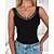 cheap Tank Tops-Women&#039;s Tank Top Camis Black Pink Light Grey Patchwork Lace Trims Plain Casual Daily Sleeveless V Neck Basic Regular Slim Fleece lined One-Size