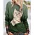 cheap Hoodies &amp; Sweatshirts-Women&#039;s Sweatshirt Pullover Basic Pink Blue Purple Cat Street Long Sleeve Round Neck