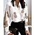 cheap Blouses &amp; Shirts-Women&#039;s Shirt Blouse Black White Pink Print Floral Heart Casual Long Sleeve V Neck Basic Regular Floral S