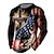 ieftine steag-Bărbați Tricou tricou învechit Imprimeu Grafic Steagul american Steag Național Stil Nautic Kaki + Gri închis Negru Alb Negru / Roșu Negru / Maro Tipărire 3D În aer liber Stradă Manșon Lung Imprimeu