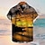 preiswerte Hawaiihemden mit Revers für Herren-Herren Hemd Kokosnussbaum Grafik-Drucke Sonnenuntergang Umlegekragen Gelb Orange 3D-Druck Strasse Täglich Kurze Ärmel Bedruckt Button-Down Bekleidung Tropisch Modisch Hawaiianisch Designer