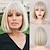 cheap Synthetic Trendy Wigs-Short White Bob Wig Bangs Straight White Wig for Women Natural Synthetic Short White Wig Bangs for Daily Party Cosplay Halloween