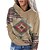 cheap Hoodies &amp; Sweatshirts-Women&#039;s Hoodie Sweatshirt Pullover Front Pocket Ethnic Navy Blue Brown Green Geometric Casual Long Sleeve Hoodie