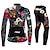cheap Men&#039;s Clothing Sets-21Grams Women&#039;s Cycling Jersey with Tights Long Sleeve Mountain Bike MTB Road Bike Cycling Black Blue Purple Graphic Floral Botanical Bike Clothing Suit Thermal Warm 3D Pad Warm Breathable Quick Dry