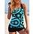 cheap Tankinis-Women&#039;s Swimwear Plus Size Tankini 2 Piece Swimsuit Floral Buckle Printing Light Blue Black Royal Blue Blue Tank Top Bathing Suits Summer Sports