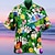 levne pánské táborové košile-Pánské Košile Havajská košile Květinový Grafické tisky Bowlingová koule Přehnutý Trávová zelená Ležérní Havajské Krátké rukávy Tisk Tlačítko dolů Oblečení Tropický vzhled Havajské Designové Na běžn