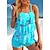 cheap Tankinis-Women&#039;s Swimwear Plus Size Tankini 2 Piece Swimsuit Floral Printing Black White Pink Blue Tank Top Bathing Suits Summer Sports