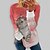 cheap Tees &amp; T Shirts-Women&#039;s T shirt Tee Yellow Pink Red Print Cat Daily Weekend Long Sleeve Round Neck Basic Regular 3D Cat Painting S