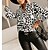 cheap Blouses &amp; Shirts-Women&#039;s Shirt Blouse Black White Pink Button Print Leopard Chains Print Casual Long Sleeve Shirt Collar Basic Regular S