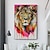 abordables Pinturas de animales-Pintura al óleo hecha a mano lienzo decoración de arte de la pared león animal moderno para la decoración del hogar pintura enrollada sin marco sin estirar